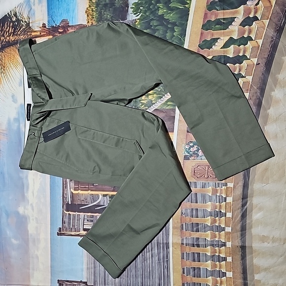 Banana Republic Avery Green Waist Tie Cuffed‎ Pants Size 8 NWT - Picture 1 of 8